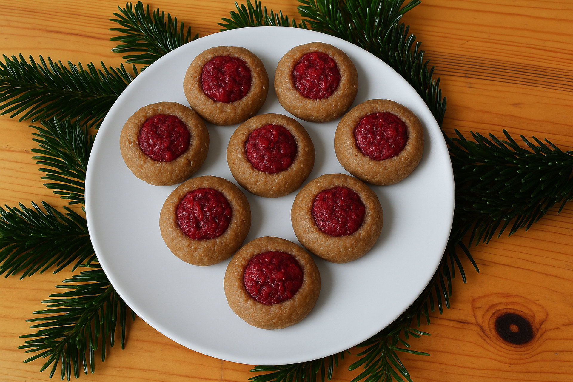 Mulden-Kekse mit Himbeer-Marmelade