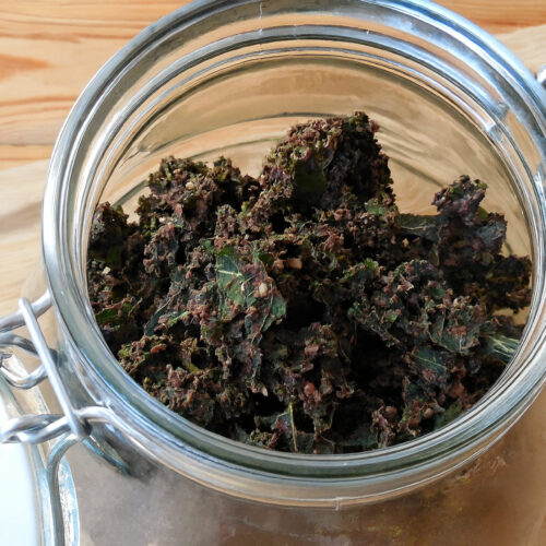 Schoko-Grünkohlchips 1 Schoko-Grünkohlchips im Bügelglas