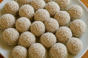 Vanille-Aprikosen-Pralinen in Kokosraspeln