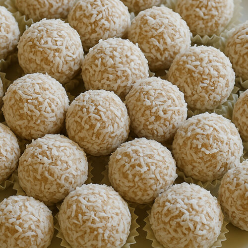 Vanille-Aprikosen-Pralinen in Kokosraspeln